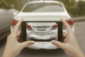 Person Taking Pictures To Send To Their Hit And Run Accident Lawyer.