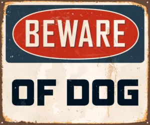 Vintage ‘Beware Of Dog’ Warning Sign. Grand Prairie Dog Bite Lawyer Available To Help Victims Of Dog Attacks Seek Justice And Compensation.