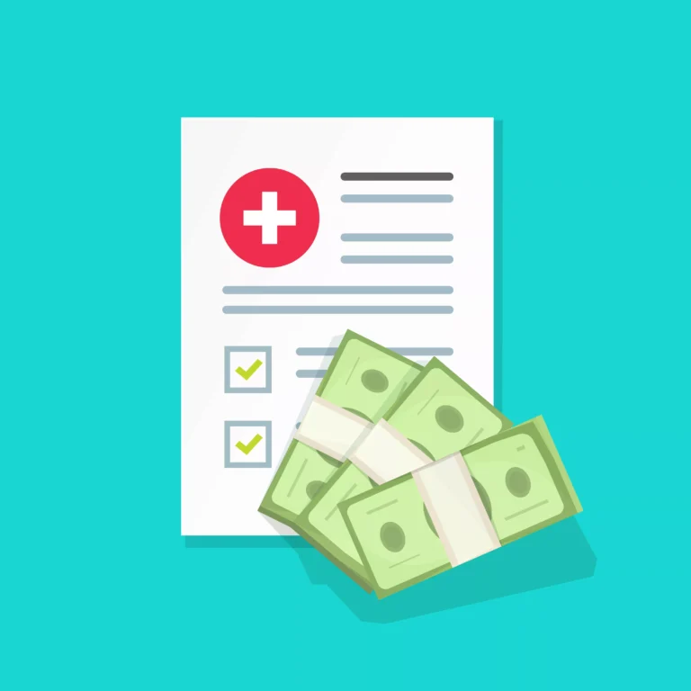 An Illustration Of A Letter Of Protection With A Red Cross Symbol, Checkboxes, And Text, Alongside Stacks Of Cash, Representing Medical Expenses And Financial Protection For Personal Injury Victims.