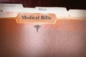 A File Folder Labeled &Quot;Medical Bills&Quot; With Tabs For Overdue And Miscellaneous Expenses, Representing Questions About Who Pays For Medical Bills After A Car Accident.